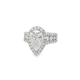 18K White Gold Halo Pear Diamond Engagement Ring