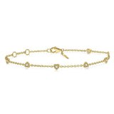 10K Yellow Gold Heart Station Diamond Bracelet