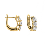 18K Yellow Gold 12Mm Round Huggie Natural Diamonds Hoop Earrings