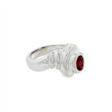 JT ESTATE Sterling Silver Bezel Set Garnet Free Form Ring