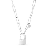 Sterling Silver Lock Link Paperclip Necklace