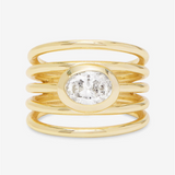 18K Yellow Gold Overlay Oval Cubic Zirconia Stacked Ring