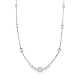 14K White Gold Natural Diamonds Station Necklace