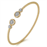 14K 14K Yellow And White Gold Natural Diamonds Bujukan Open Cuff Bracelet