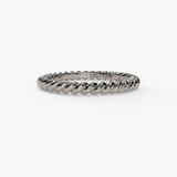 14K White Gold Rope Design Twist Wedding Band