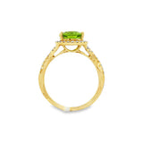 14K Yellow Gold Oval Peridot And Diamond Halo Ring