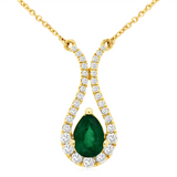 14K Yellow Gold Emerald Contemporary Necklace
