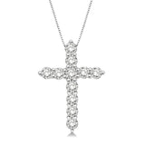 14K White Gold Natural Diamonds Cross Pendant