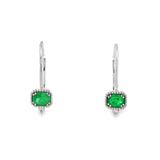 14K White Gold Emeralds Leverback Earrings