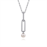 Sterling Silver Pearl Drop Pendant Necklace
