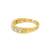 14K Yellow Gold Contemporary Bezel Set Natural Diamond Band