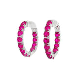 July Birthstone Sterling Silver Lab Grown Ruby Inside Out Earrings