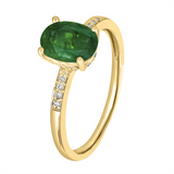 14K Yellow Gold Oval Emerald Classic Ring