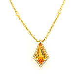 18K Yellow Gold Citrine and Diamond Contemporary Necklace