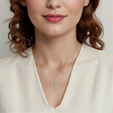 14K Yellow Gold Natural Diamonds Cross Pendant