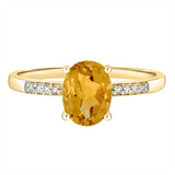 November Birthstone Rings: 14K Yellow Gold Diamond And Citrine Ring