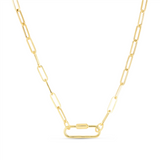 14K Yellow Gold 18 Inches 4.0mm Classic Carabiner Paperclip Necklace