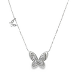 10K White Gold Natural Diamonds Butterfly Necklace