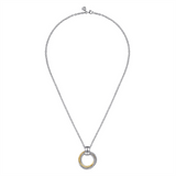 Sterling Silver And 14K Yellow Gold Interlocking Circle Pendant Necklace