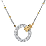 14K White And Yellow Gold Natural Diamonds Circle Contemporary Necklace