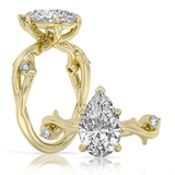 14K Yellow Gold 2.07Ct Pear Lab Grown Diamonds Floral Engagement Ring