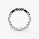 14K White Gold Curved Natural Diamonds Band
