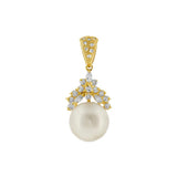 JT ESTATE 14K Yellow Gold South Sea Pearl And Diamond Organic Pendant