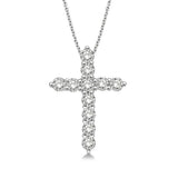14K White Gold Diamond Cross Pendant Necklace