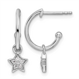 Sterling Silver Diamond Small Hoops With Star Dangles