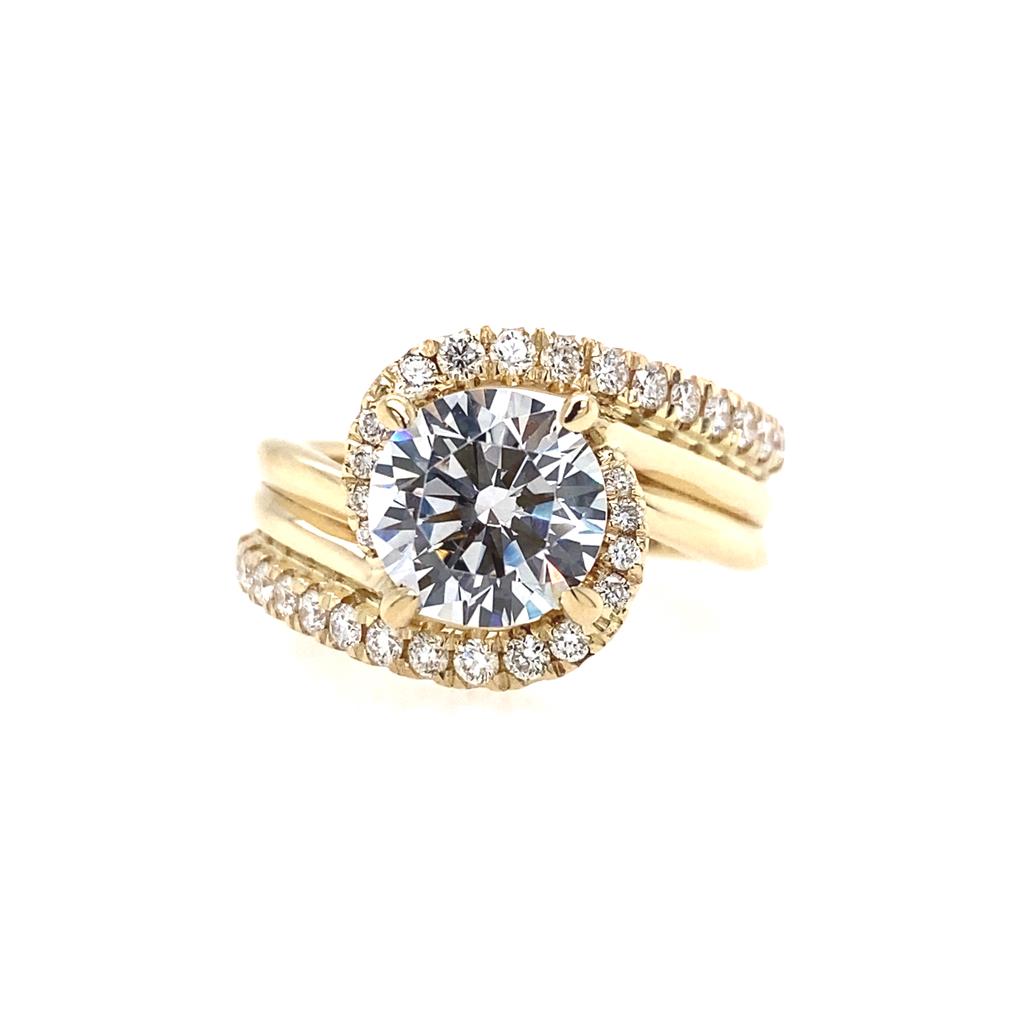 14K Yellow Gold ‘Alzbeta’ Bypass Round Diamond Engagement Ring