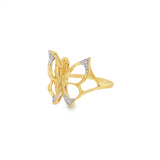 JT ESTATE 14K Yellow And White Gold Open Butterfly Natural Diamond Ring