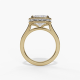 14K Yellow Gold Hidden Halo Emerald Cut Natural Diamonds Engagement Ring