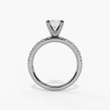 14K White Gold Classic Round Natural Diamonds Engagement Ring