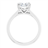 14K White Gold Oval Center Solitaire Engagement Ring