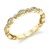 14K Yellow Gold Straight Natural Diamonds Band
