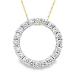 14K Yellow Gold Natural Diamonds Circle Pendant Necklace