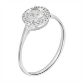 14K White Gold Round White Topaz Halo Ring