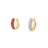 14K Yellow Gold Rubies Reversible Huggie Earrings