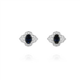 18K White Gold Sapphires Halo Earrings