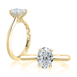 14K Yellow Gold Hidden Halo Diamond Engagement Ring