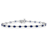 14K White Gold Sapphire And Diamond Fancy Link Bracelet