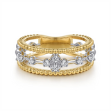 14K Yellow And White Gold Bujukan Easy Stackable Diamond Ring