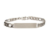 Steel Engravable Double ID Plate With Curb Chain Bracelet