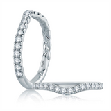 14K White Gold Curved Natural Diamonds Band