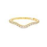 14K Yellow Gold Curved Natural Diamonds Band