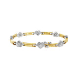 JT ESTATE 14K Two-Tone Two-Finish Natural Diamond Heart Link Bracelet