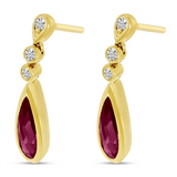 14K Yellow Gold Garnets Dangle Earrings