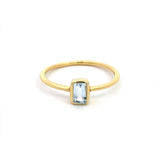 18K Yellow Gold Vermeil Blue Topaz Classic Ring