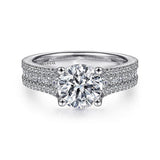 14K White Gold 'Carver' Classic Round Natural Diamonds Engagement Ring