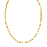 14K Yellow Gold Semi-Solid Polished Charm Lock Paperclip Link Chain